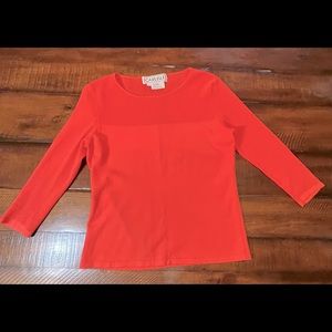 Orange Carlisle Knit and Mesh Top w/ 3/4 sleeves SZ 4